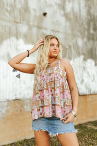 Western print tank top