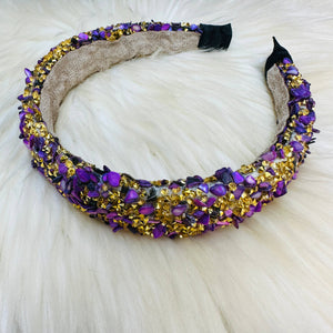 Purple/gold confetti headbands