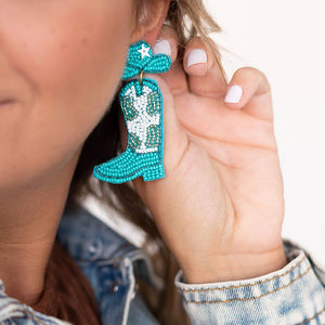 Aqua Long Live Cowgirls Earrings