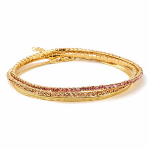 Pink/Gold Sparkle & Shine Rhinestone Bracelet Trio