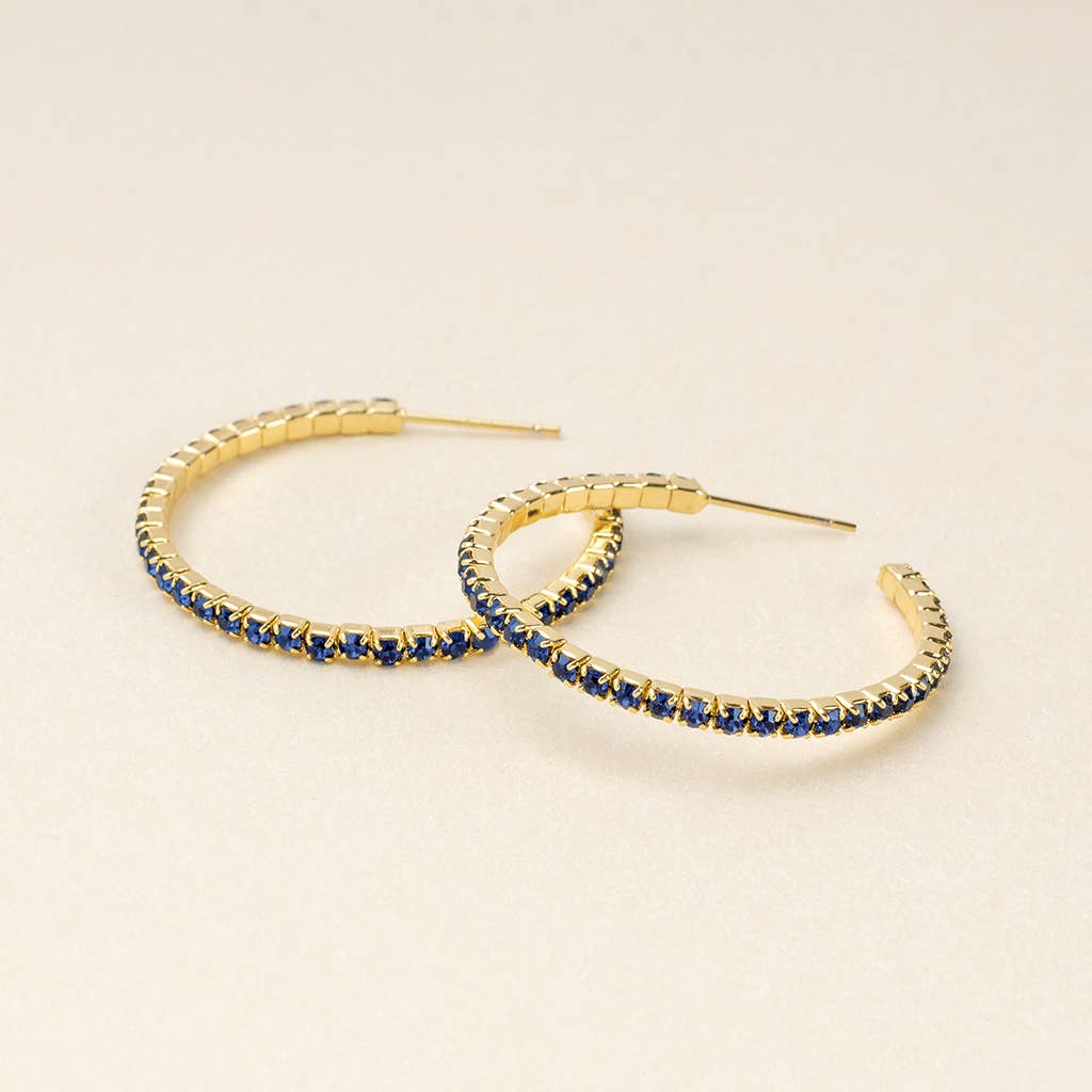 Blue Sparkle & Shine Small Rhinestone Hoop Earring