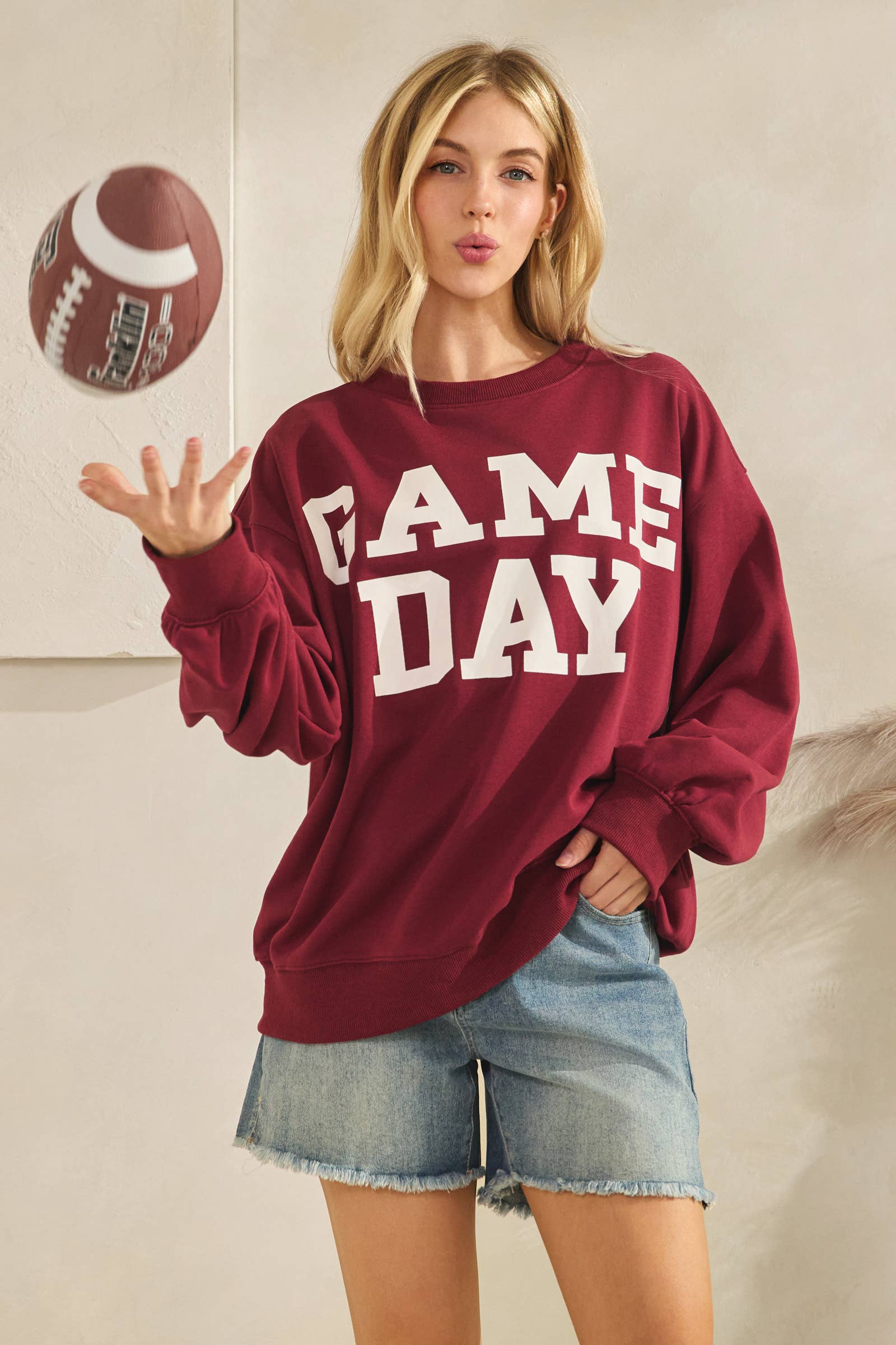 Maroon varsity game day sweatshirt