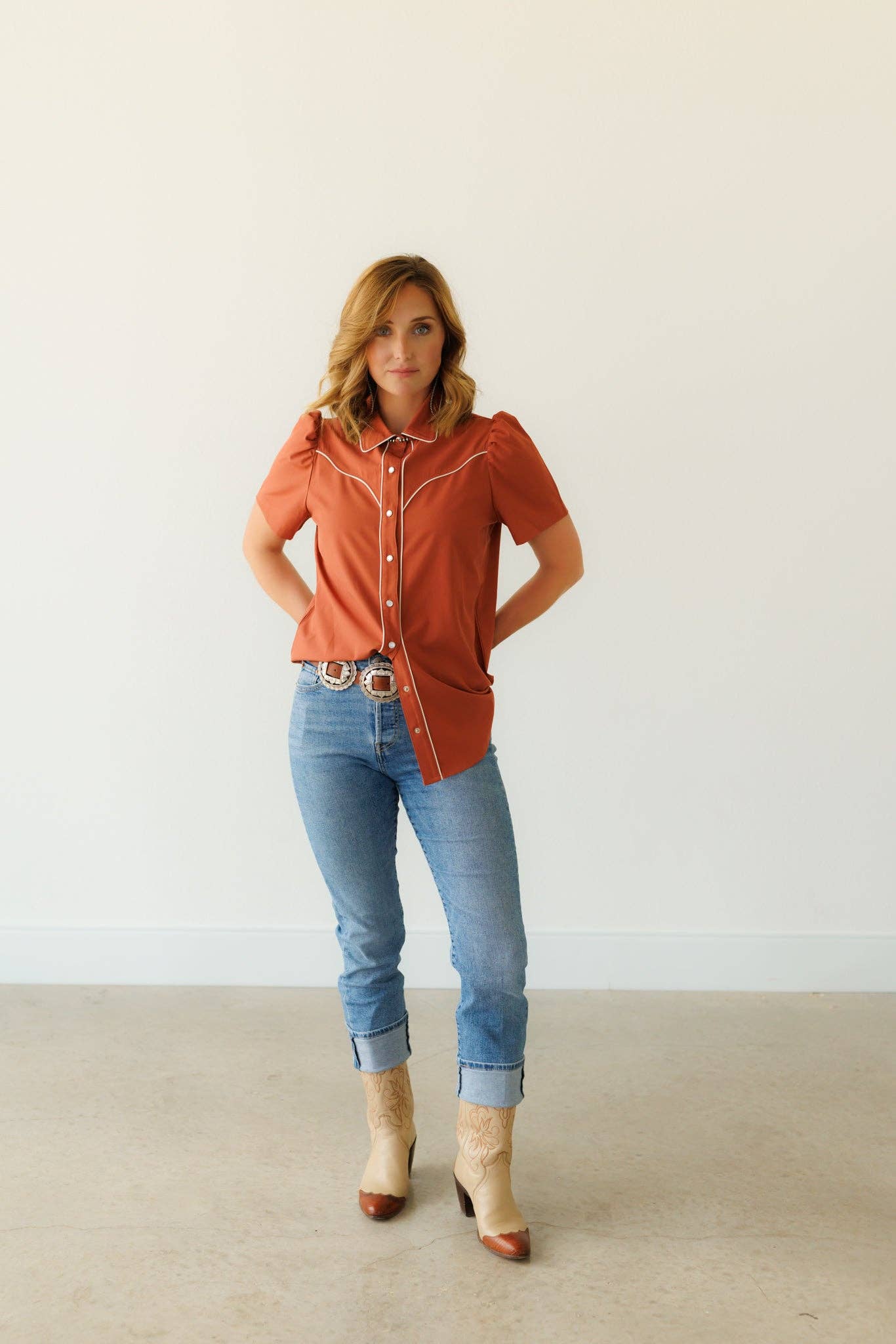 Pearl snap button down shirt