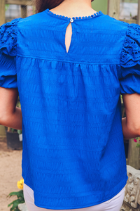 Royal blue eyelet top