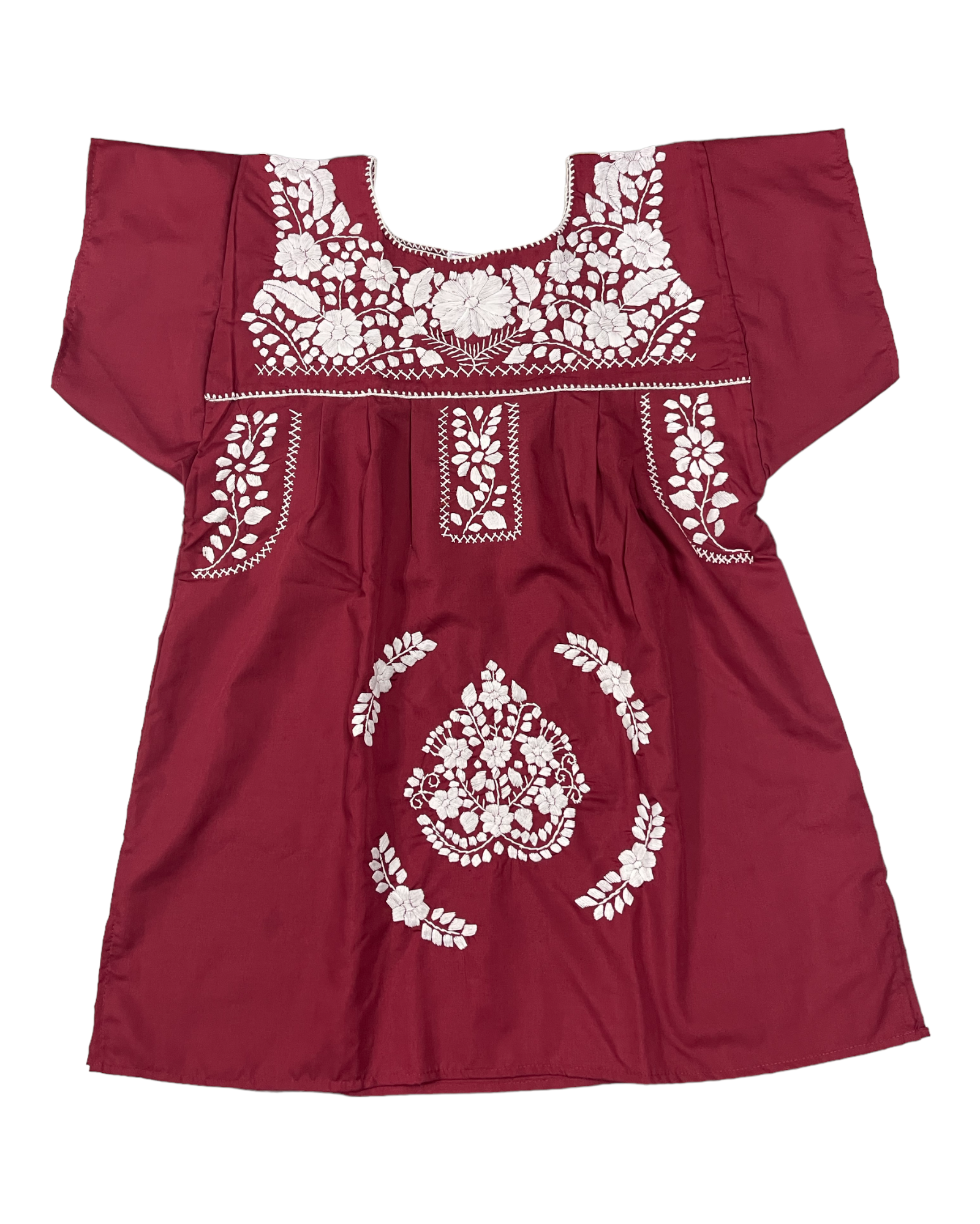 Maroon Mexican full embroidered blouse