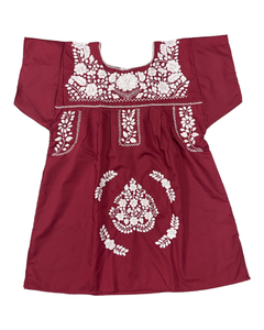 Maroon Mexican full embroidered blouse