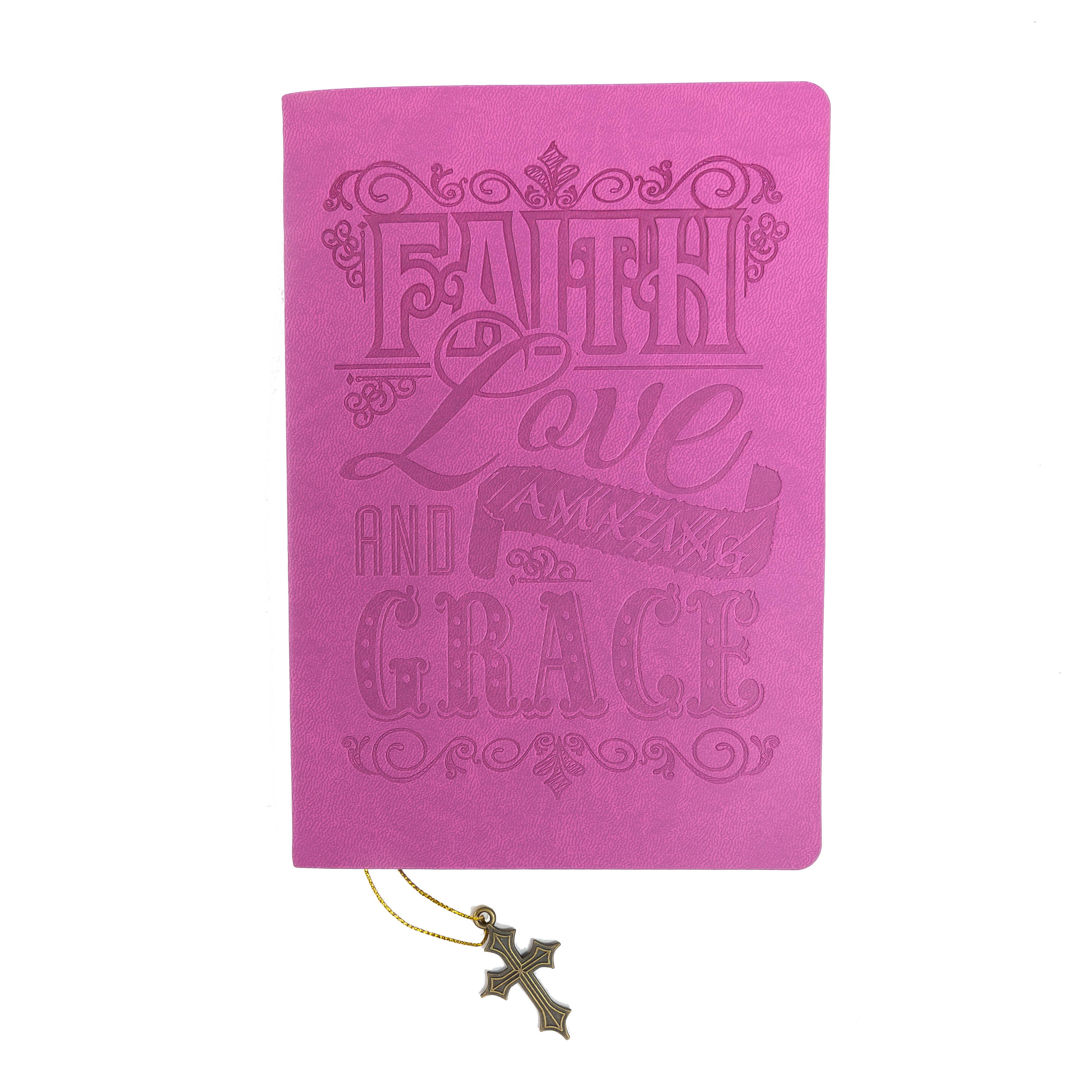 Dangle Journal : faux leather wrapped pink Amazing Grace
