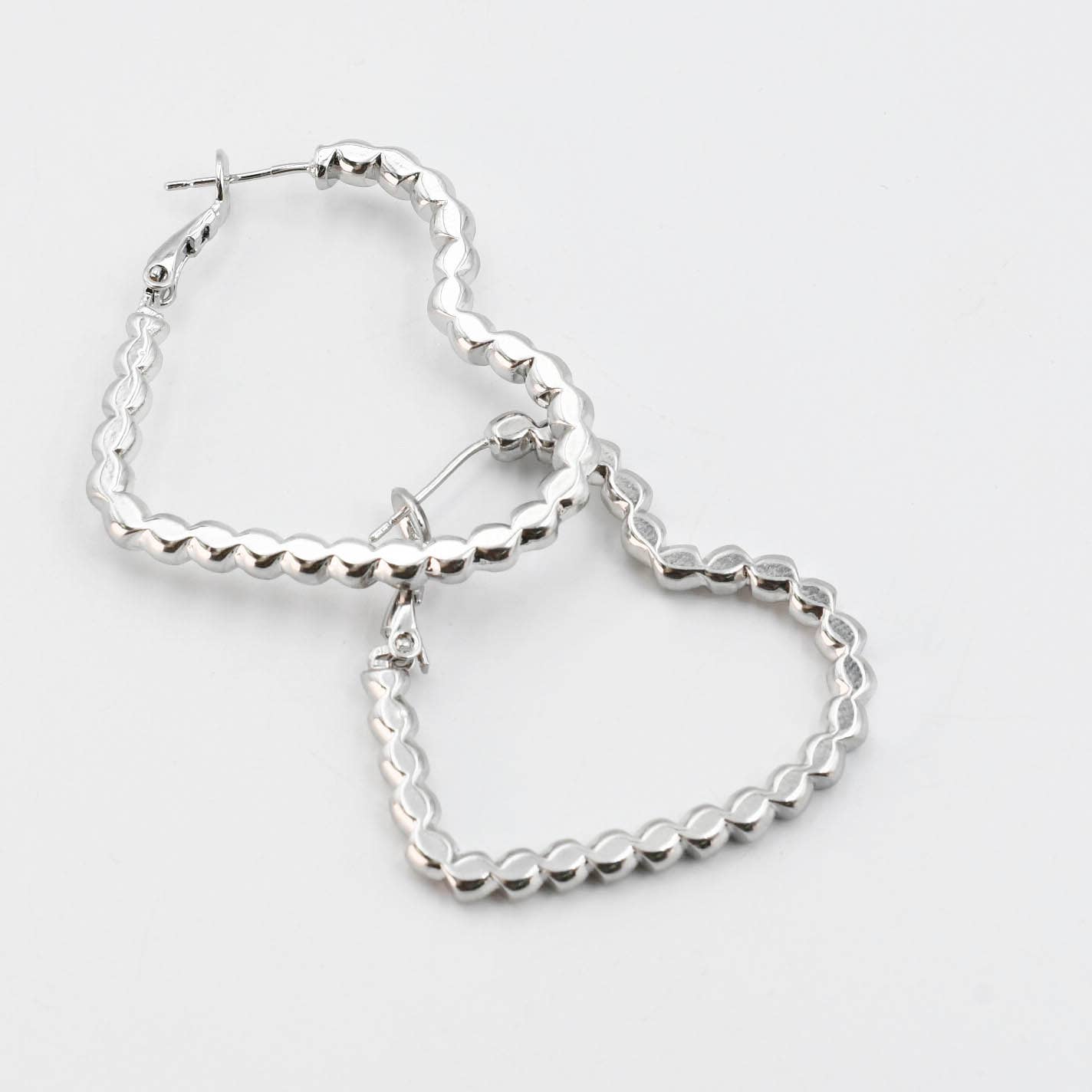 Silver sweetheart hoop earrings