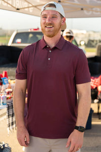 Heather maroon performance polo