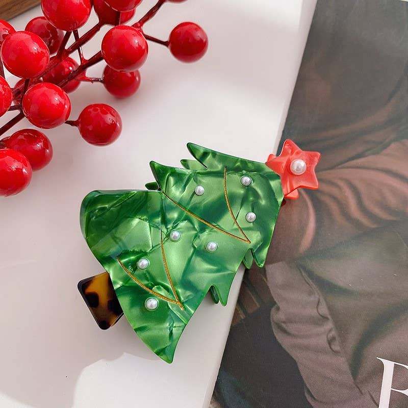 Christmas hair claw clips