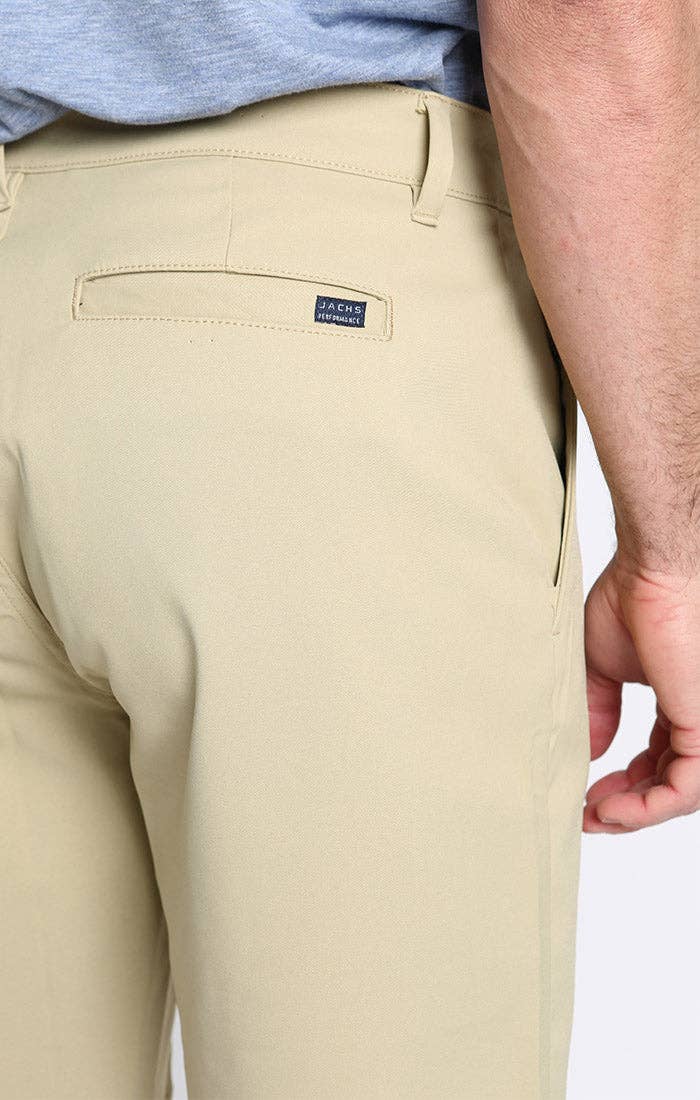 Khaki Poly Spandex Performance Tech Shorts