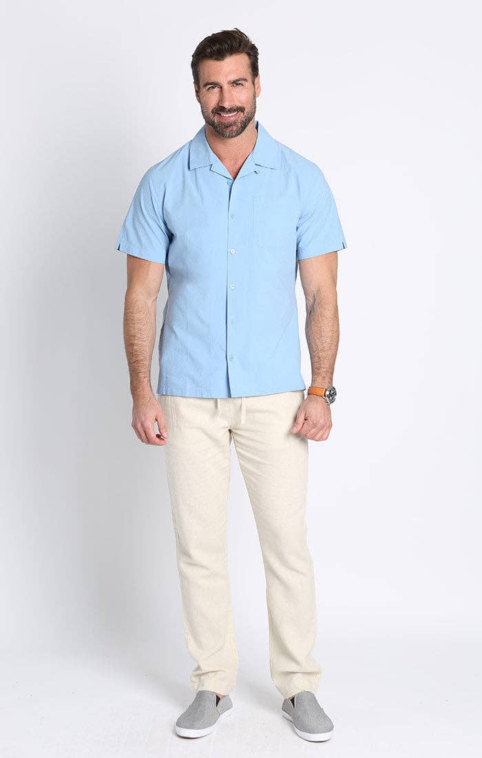 Light Blue Short Sleeve Camp Shirt