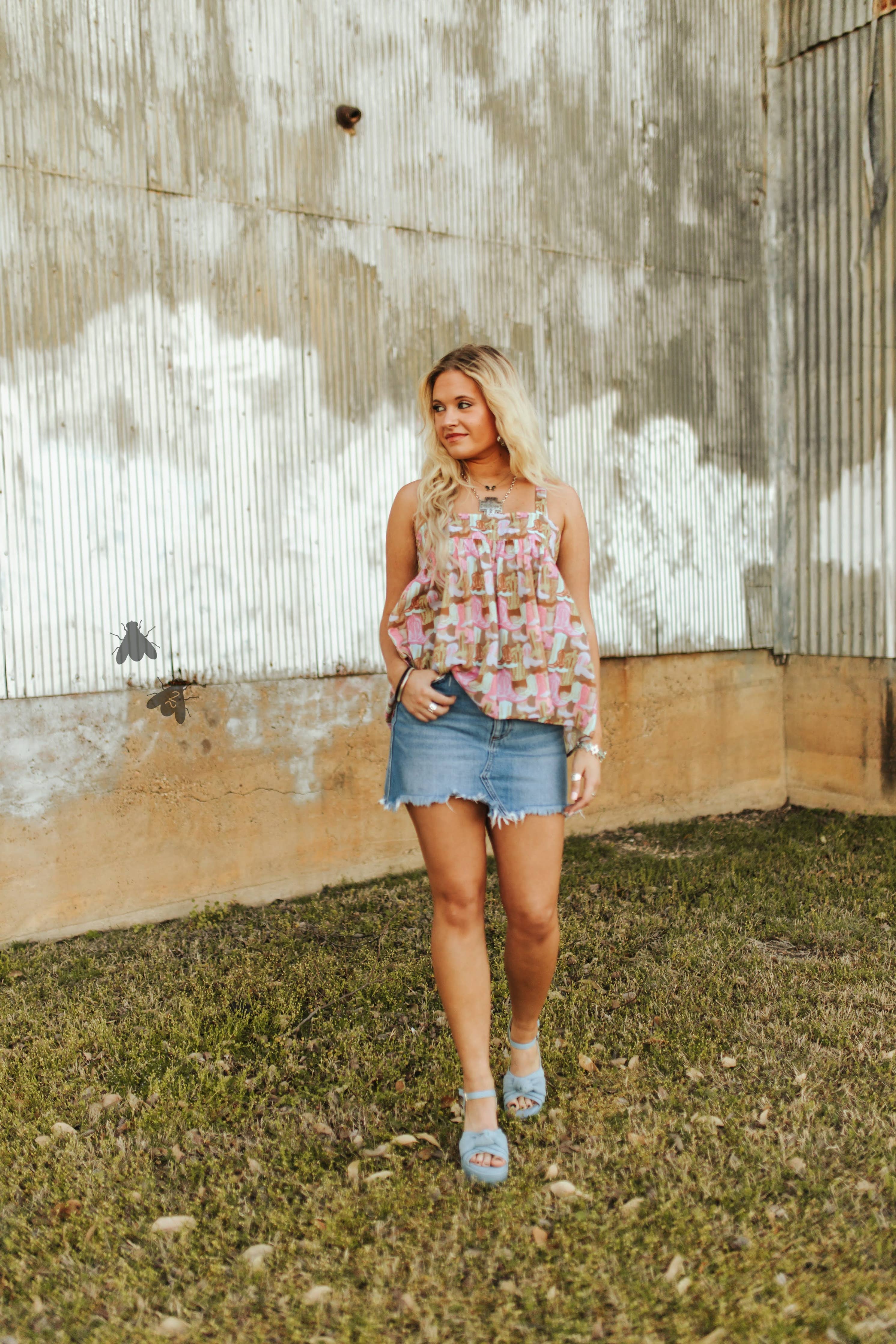 Western print tank top