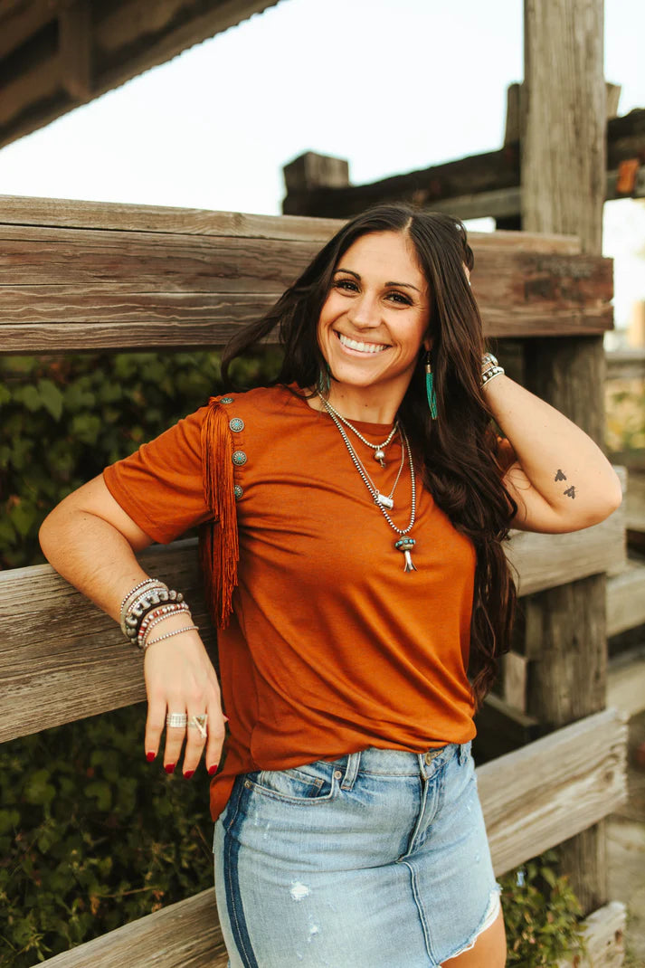 Saddle top with conchos & fringe