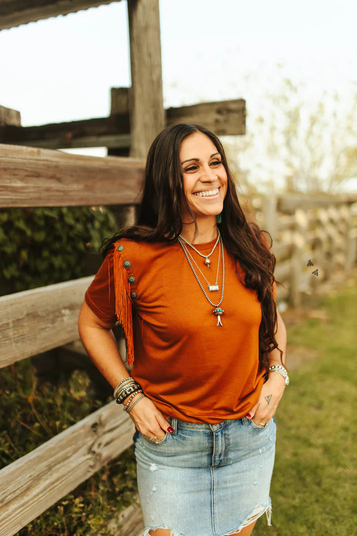 Saddle top with conchos & fringe