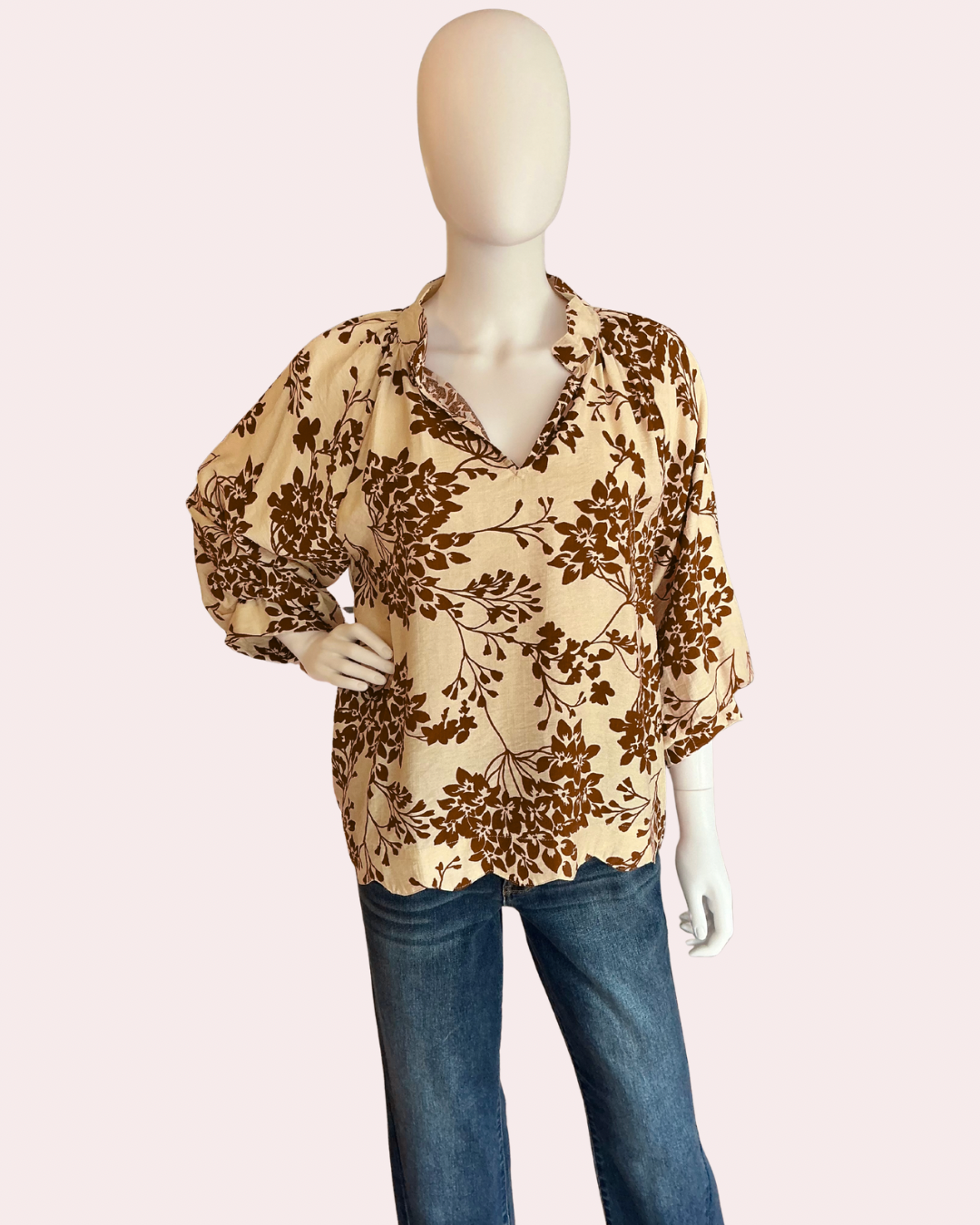 Garnet cherry blossom print blouse