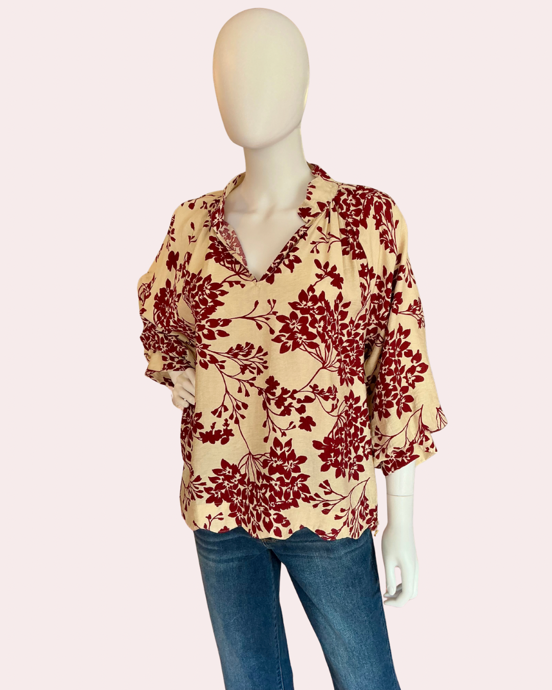 Garnet cherry blossom print blouse
