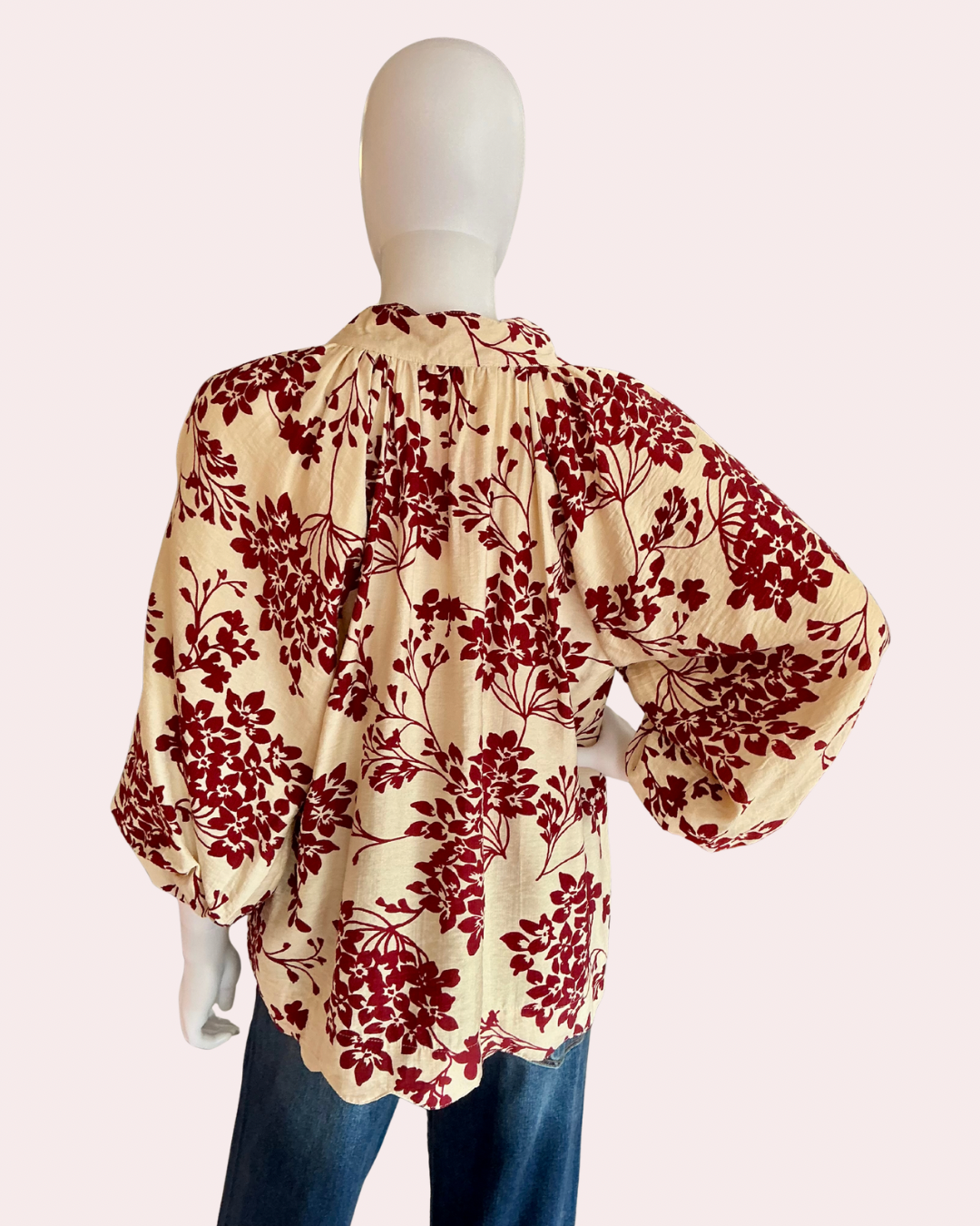 Garnet cherry blossom print blouse