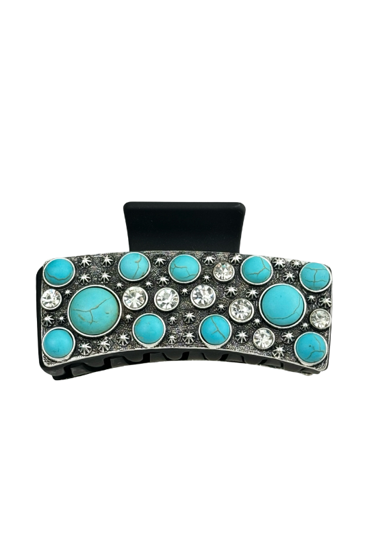 Turquoise Western round stone hair clip