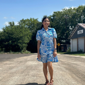 Sky blue retro mini dress