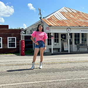 Pink tulle ruffle sleeve top