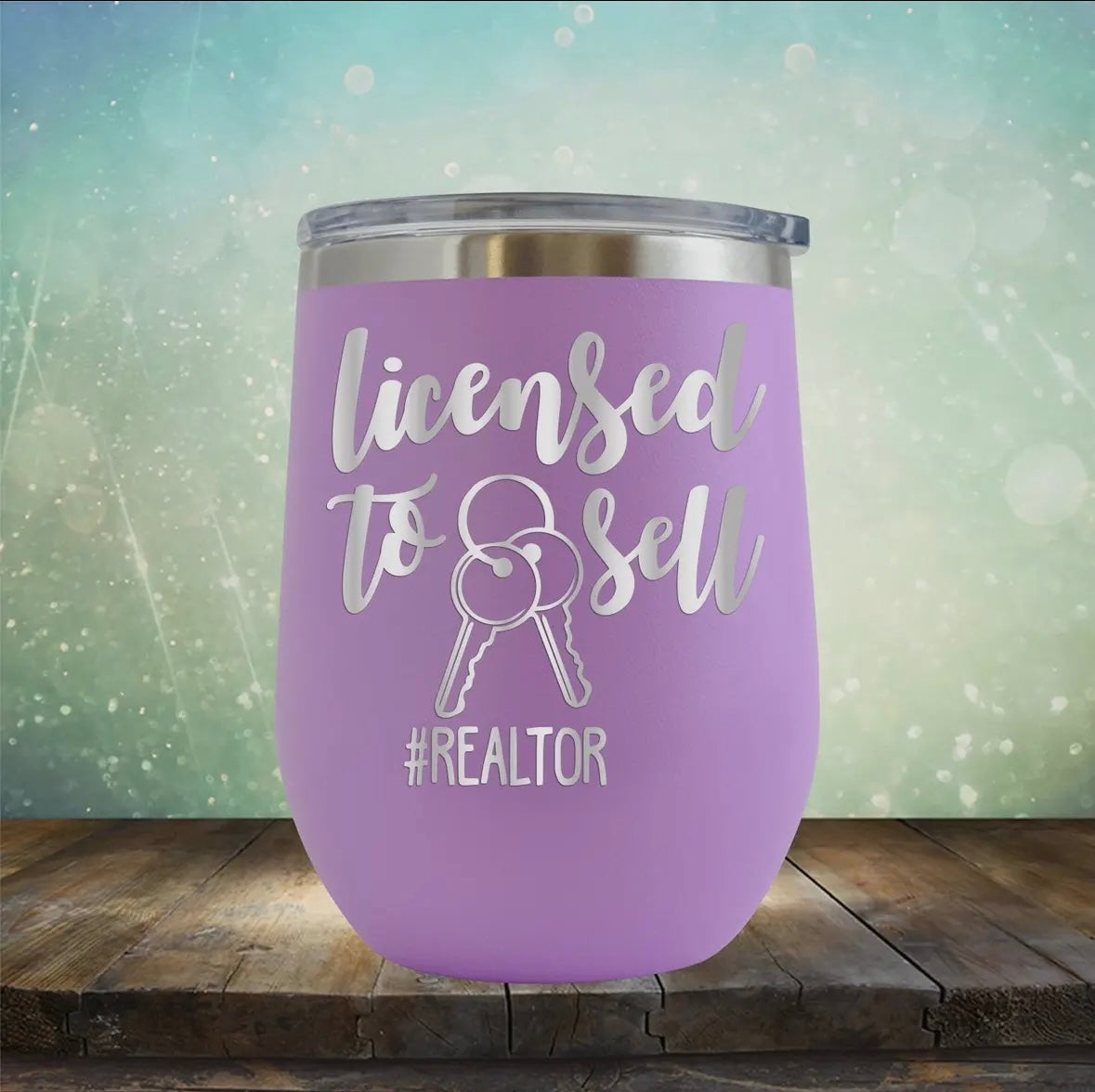 Lt. purple “Licensed to sell” wine cup