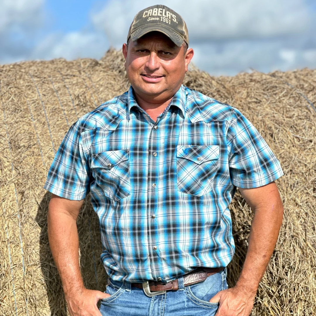 Blue plaid western short sleeve snap shirt