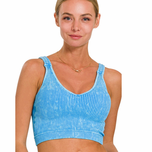 Cropped tank with padded bra