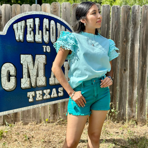 Mint green layered cap sleeve top