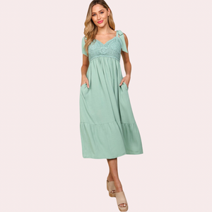 Mint crochet midi dress