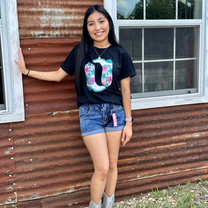 Black sequin western boots T-shirt