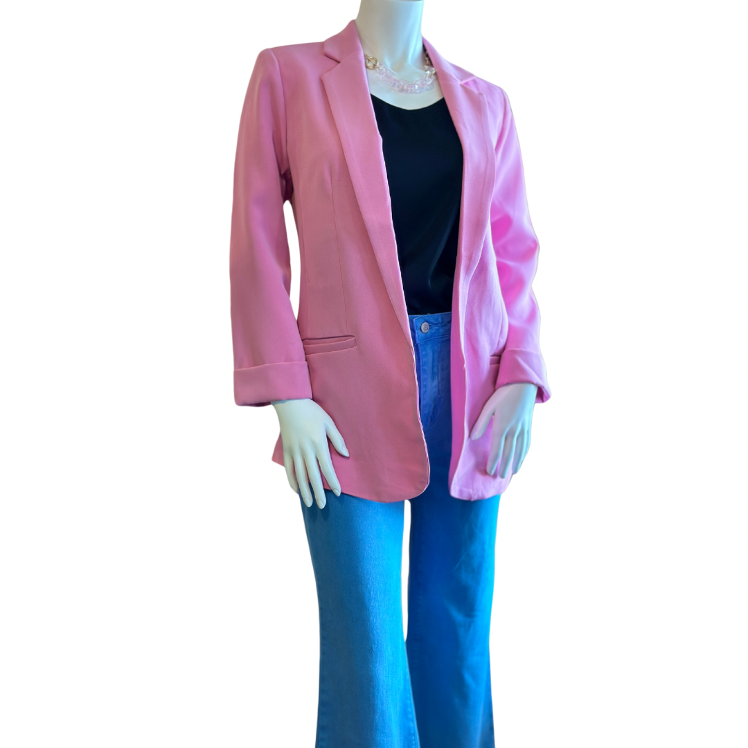 Candy Pink open front classic blazer