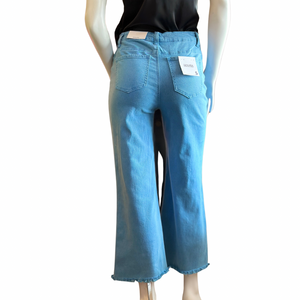 Ocean Blue frayed hem straight leg jeans