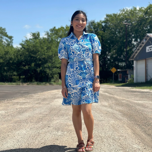 Sky blue retro mini dress