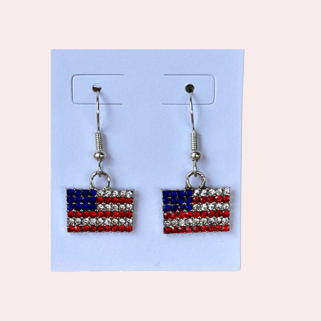 USA flag drop earrings