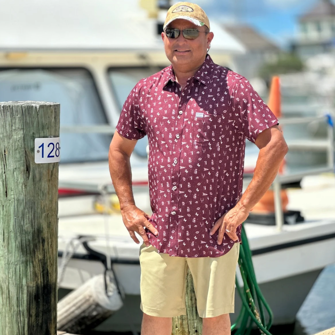 Maroon Game Day Performance Button Up Shirt