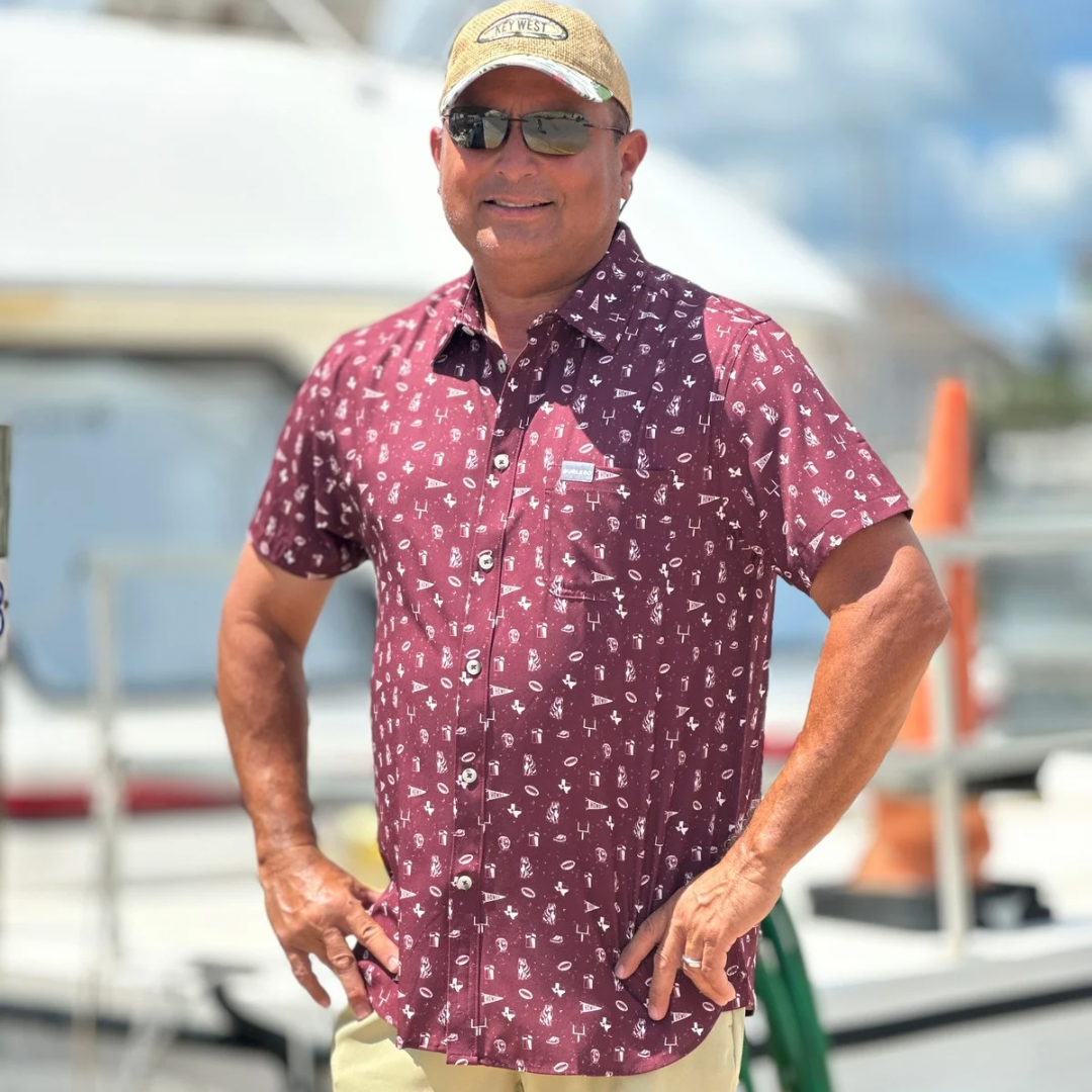 Maroon Game Day Performance Button Up Shirt