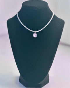 Purple Austrian crystal bead necklace