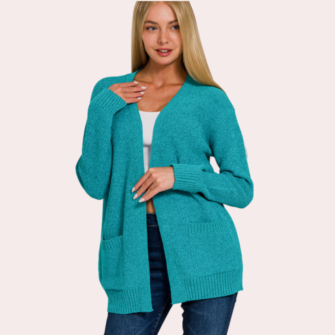 Teal open front sweater cardigan