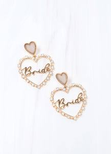 Gold Bride Open Heart Earrings