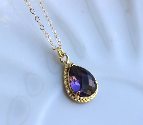 Amethyst Necklace Gold Purple