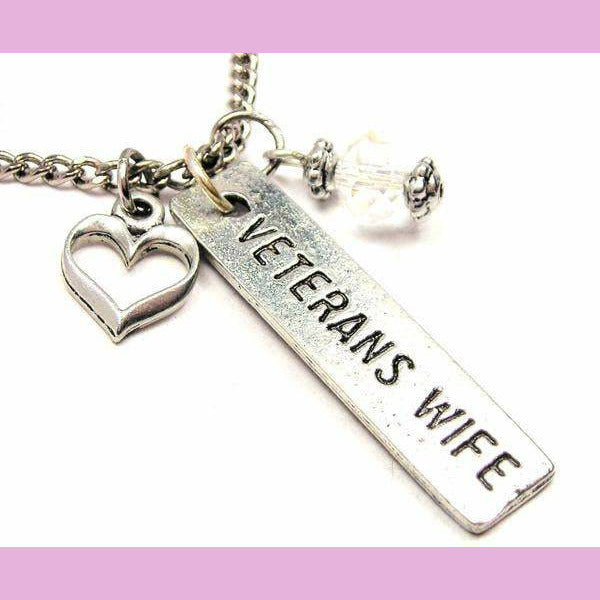 Veteran's wife Heart and Crystal Necklace