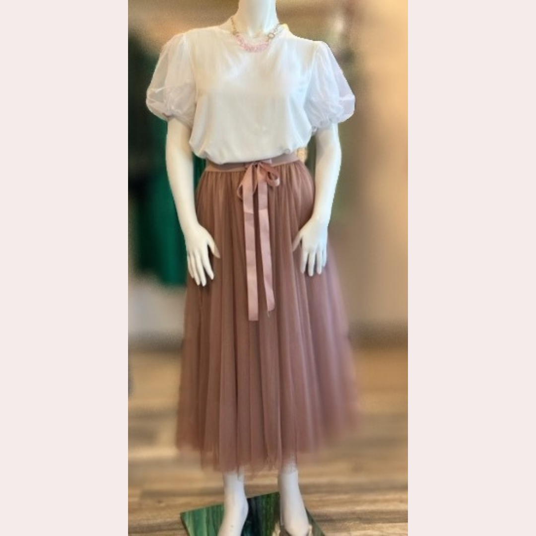 Rosewood tulle midi skirt