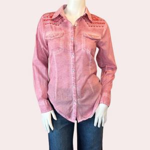 Pink  Western Shirt with Embroidery