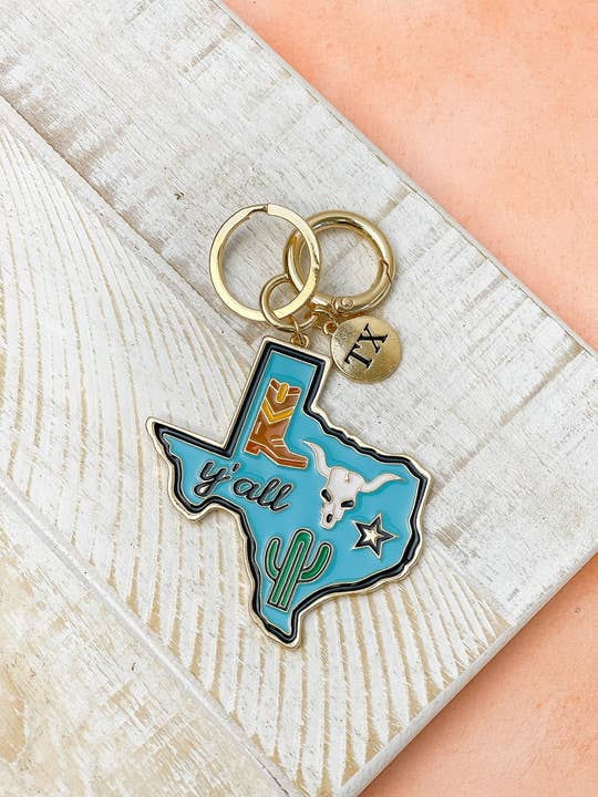 Texas state enamel keychain