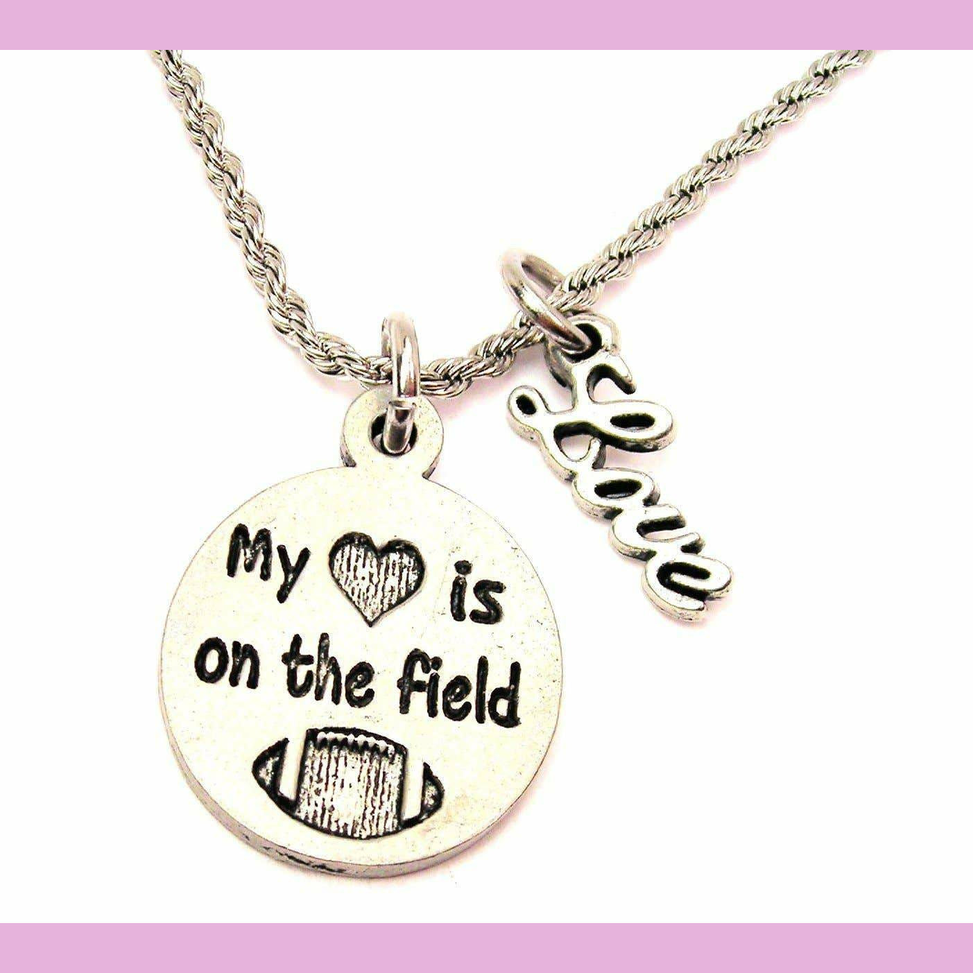 My Heart Is On The Field 20" Rope Necklace With Love Accent
