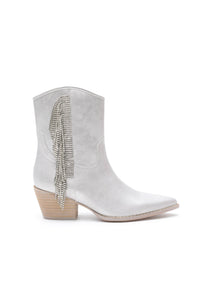 Silver boot with fringe detail