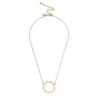 Gold circle link pendant necklace
