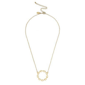 Gold circle link pendant necklace