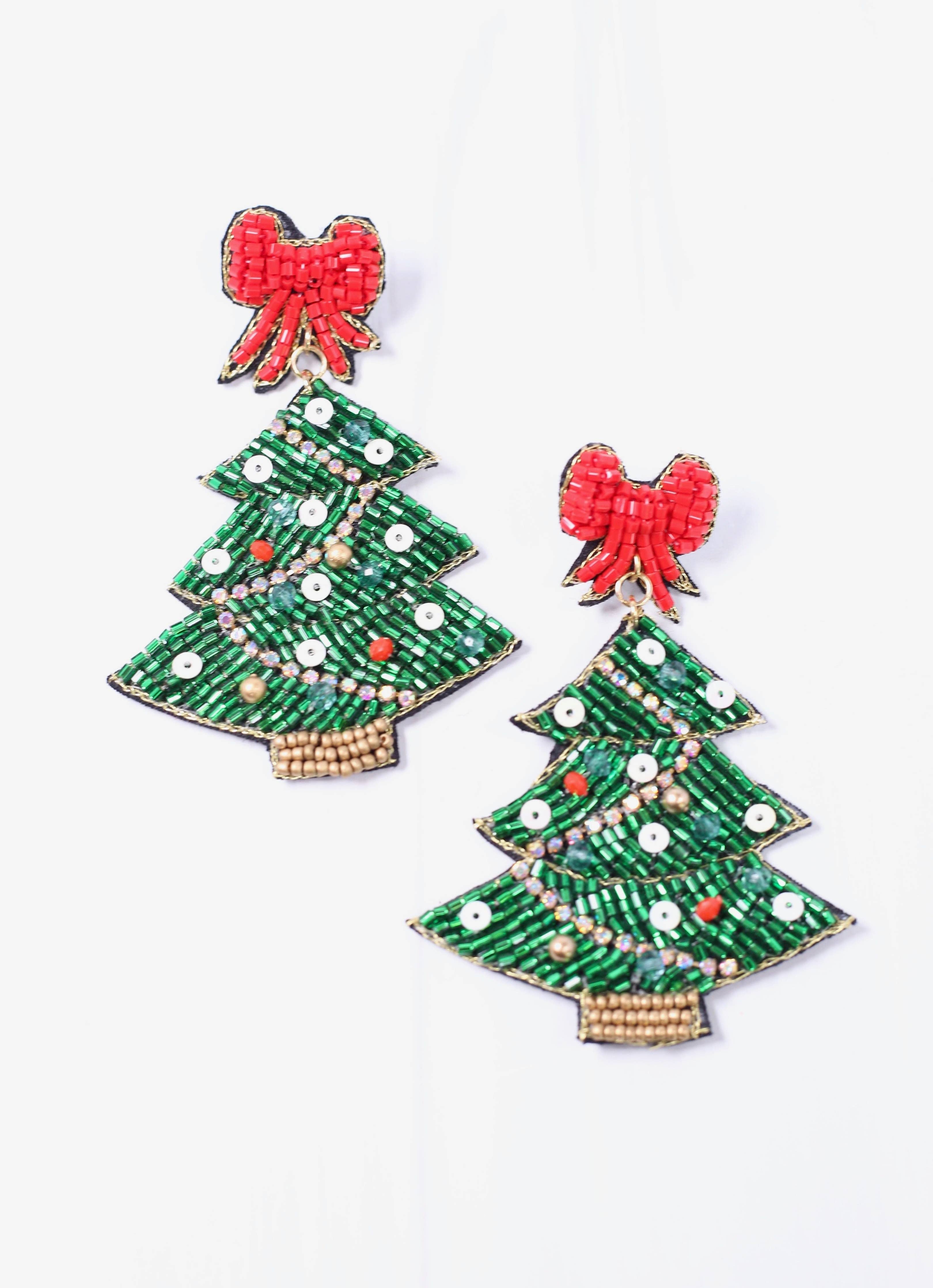 Christmas Tree with Bow Topper Earring